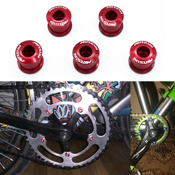 Bicicleta 5 uds pernos de plato Ndcxsfigh de pernos de plato de anillo doble único (6,4mm rojo)