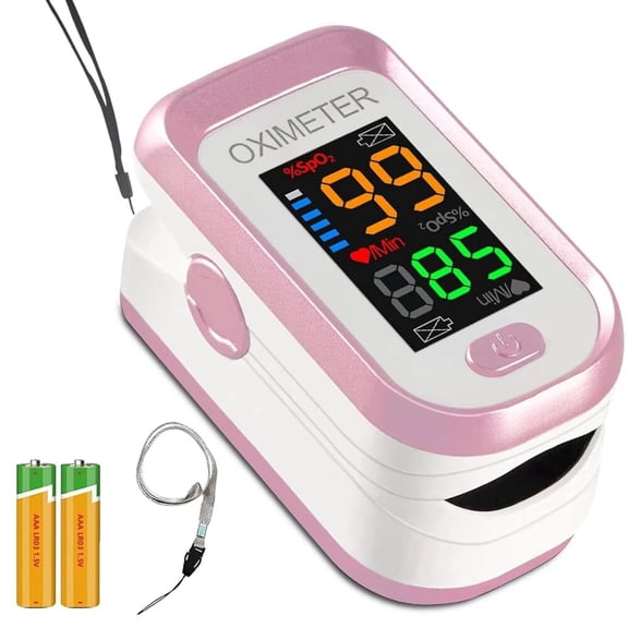 Finger Pulse Oximeter,Larger Display Blood Oxygen Saturation Monitor with Heart Rate Tracker,Pulse Oximeter Fingertip with Lanyard,Rose Gold