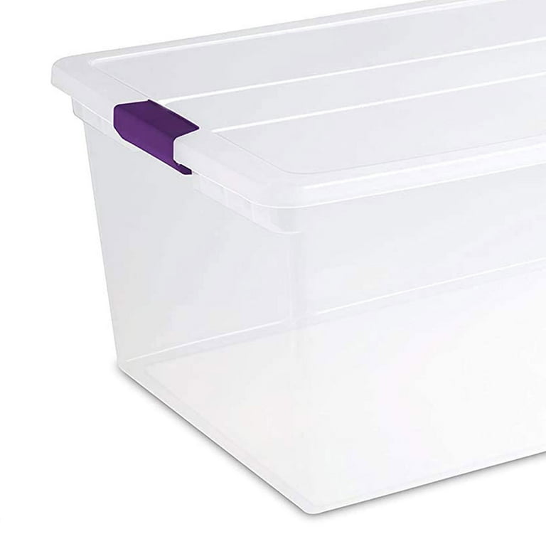 Sterilite 110 Quart Clear Storage Tote with Secure Latch Handles 4 Pack