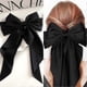 thumbnail image 3 of 2 PCS BLACK Big Bow Hair Clips with Long Silky Satin, Solid Color French Barrette Simple Hair Fastener Accessories for Women Girls, 3 of 5