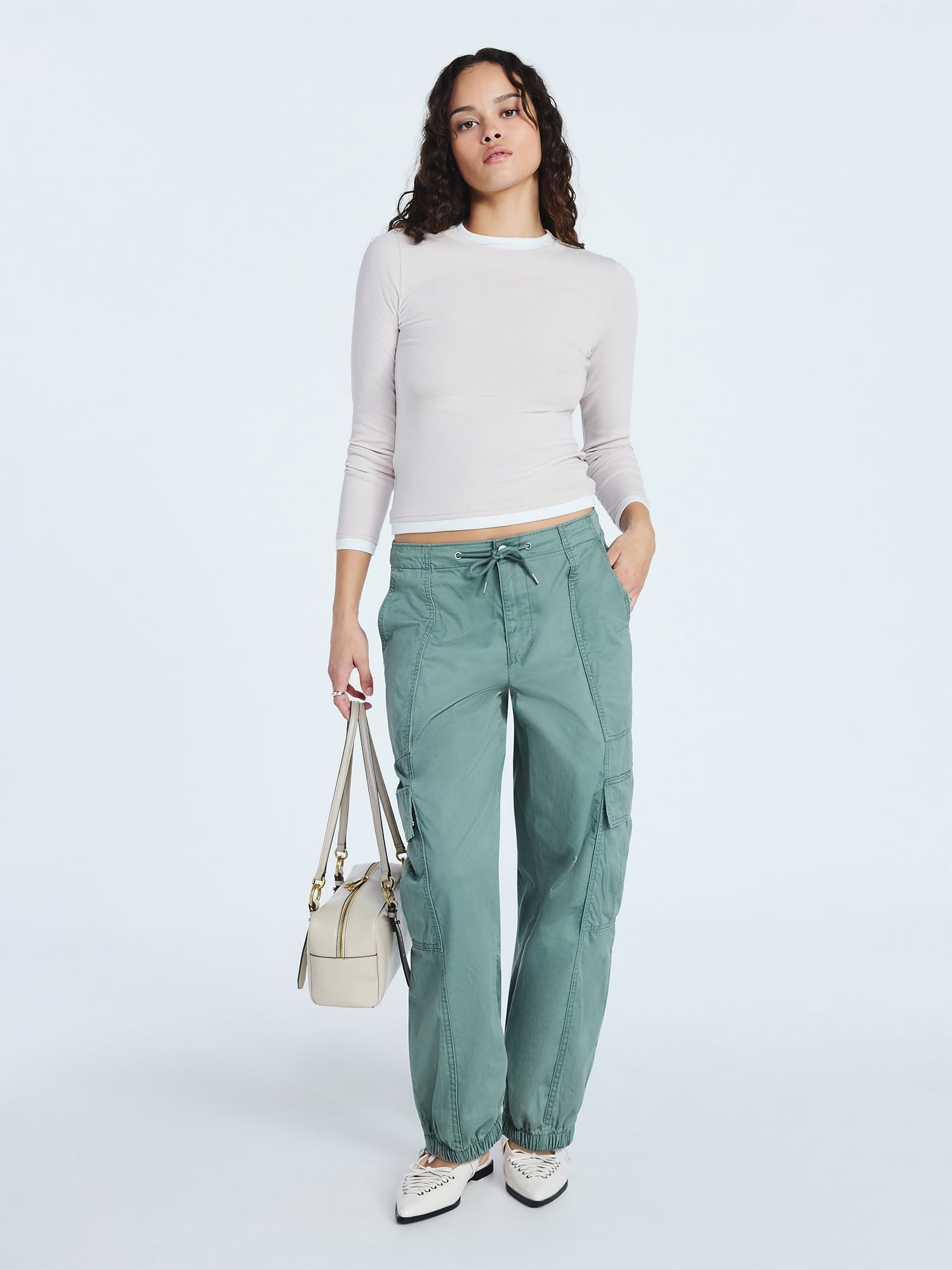 Scoop Women’s Double Layer Rib Tee with Long Sleeves, Sizes XS-XXL