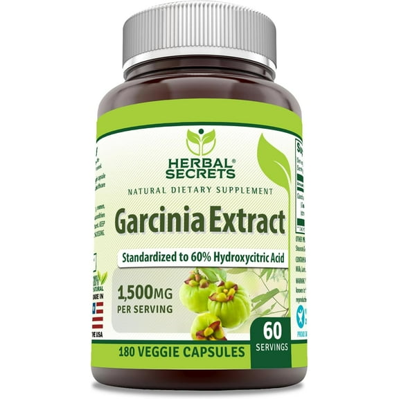 Herbal Secrets Garcinia Extract 1500 Milligrams 180 Veggie Capsules Supplement | Non-GMO | Gluten-Free | Made in USA