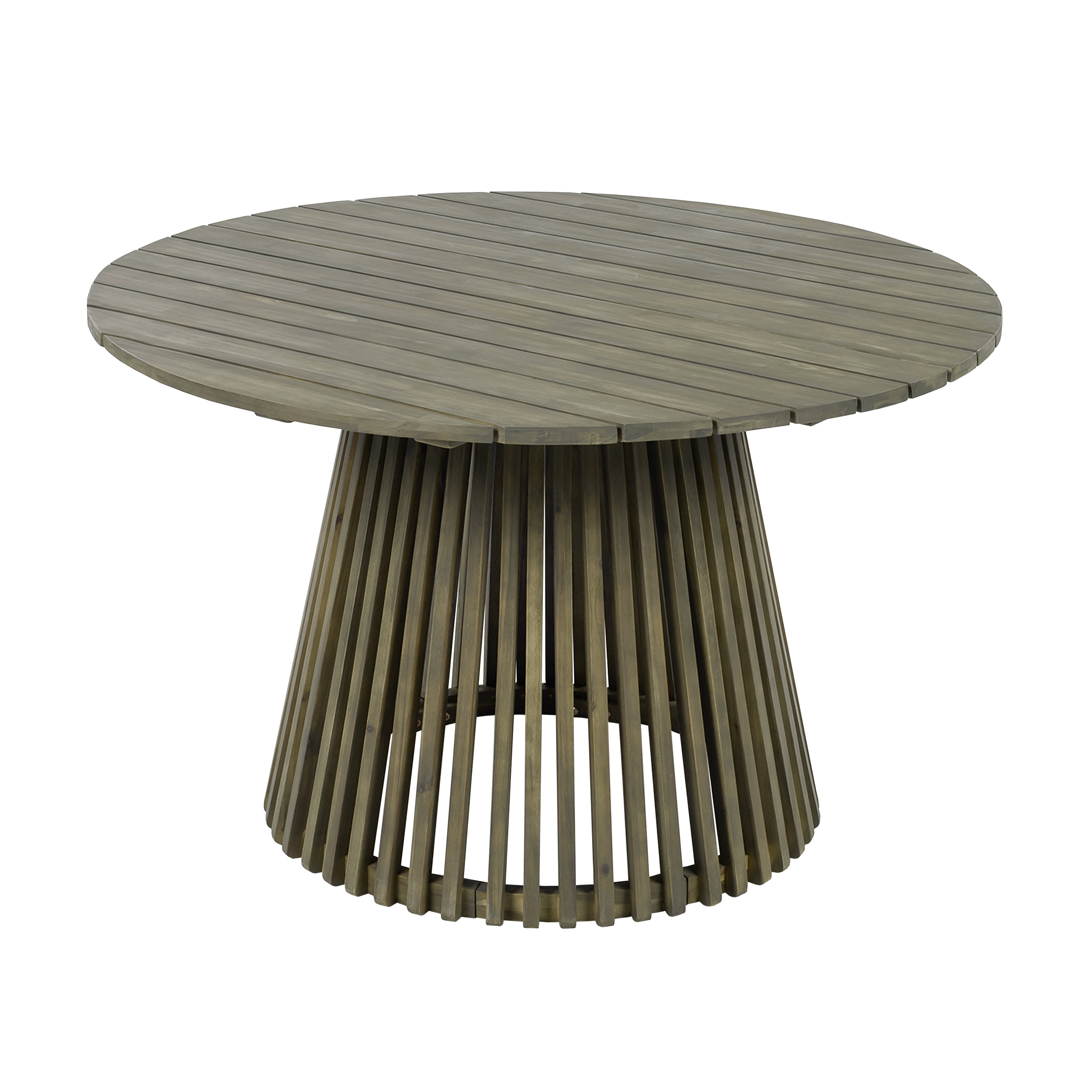 Patio Dining Table 47.25 Inch, Outdoor Acacia Wood Extra Large Round Table for Backyard, Grey