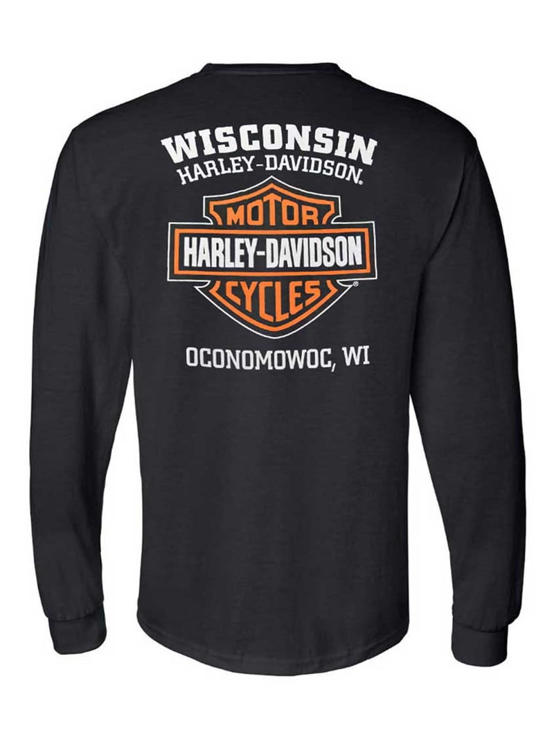 Harley-Davidson Men's Orange Bar & Shield Logo Long Sleeve Shirt