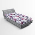 thumbnail image 2 of Ambesonne Floral Aquarelle Fitted Sheet, Winter Flowers Art, Twin XL Size, Dark Lavender Pale Ruby, 2 of 5