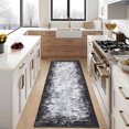 thumbnail image 2 of GlowSol 2'x6' Washable Runner Rug Modern Abstract Runner Rugs Soft Low Pile Non-Slip Bedroom Rugs for Kitchen Hallway Laundry, Gray Black, 2 of 8