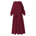 thumbnail image 4 of IROINNID Maxi Dress for Women The Winter Plus Size Round Neck Loose Sexy Long Sleeve Solid Dress Reduced,Red, 4 of 8