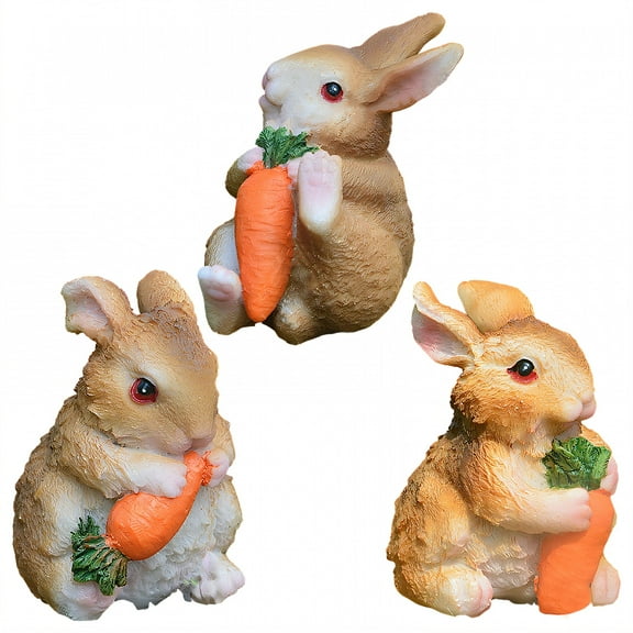 ICERUN 3Pcs Garden Statues,Resin Little Rabbit Sculpture Garden Art,Lawn Accent Statues Yard Decorations Outdoor,Style1