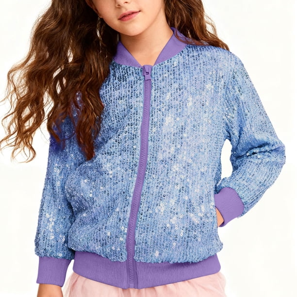 Chaquetas y abrigos casuales de manga larga sin capucha para niños, de invierno, de color liso, de manga larga sin capucha, chaquetas casuales con lentejuelas, chaqueta informal para niñas, parte supe