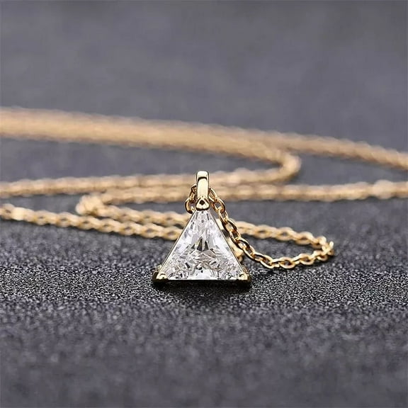 1Ct Trillion Cut Lab Created Solitaire Diamond Women's Pendant Chain 14K Yellow Gold Plated