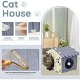 thumbnail image 5 of Cat Beds for Indoor Cats, Cat Bed Cave for Multiple & Large Cats Up to 22 Lbs, Scratch Resistant Peekaboo Cat Caves with Ball Hanging, Grey, 5 of 7