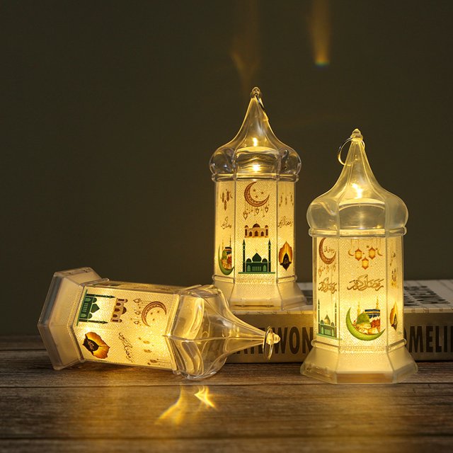 Linterna De Ramadán Linterna De Ramadán Lámpara LED de ambiente accesorios de adorno de decoración de jardín Eid Mubarak para mesa islámica