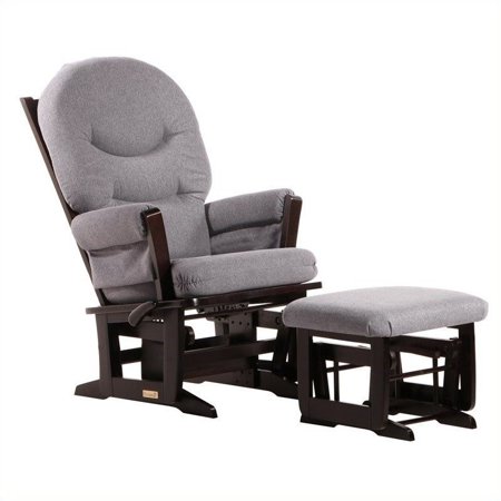 ULTRAMOTION by Dutailier Modern Glider and Ottoman Set in Espresso and Dark Grey