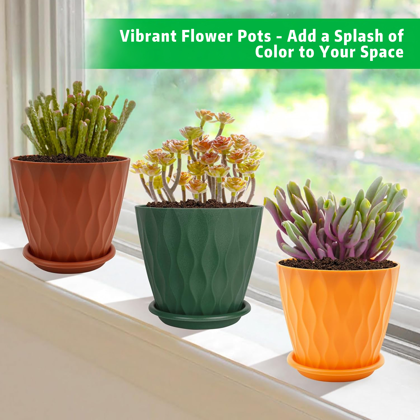 Xueyu 6-Inch Plastic Plant Pots 5-Pack with Drainage photo 5