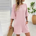thumbnail image 7 of KyCheLot Summer Outfits for Women Rompers Knit Ribbed Short Sleeve Crewneck Tee Romper with Pockets, 7 of 7