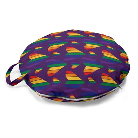 

Pride Round Floor Cushion with Handle Rainbow Hearts Pattern Queer Love LGBTQ Alternative Love Wins Modern Gay Graphic Decorative Pillow for Living Room & Dorms 18 Round Multicolor by Ambesonne