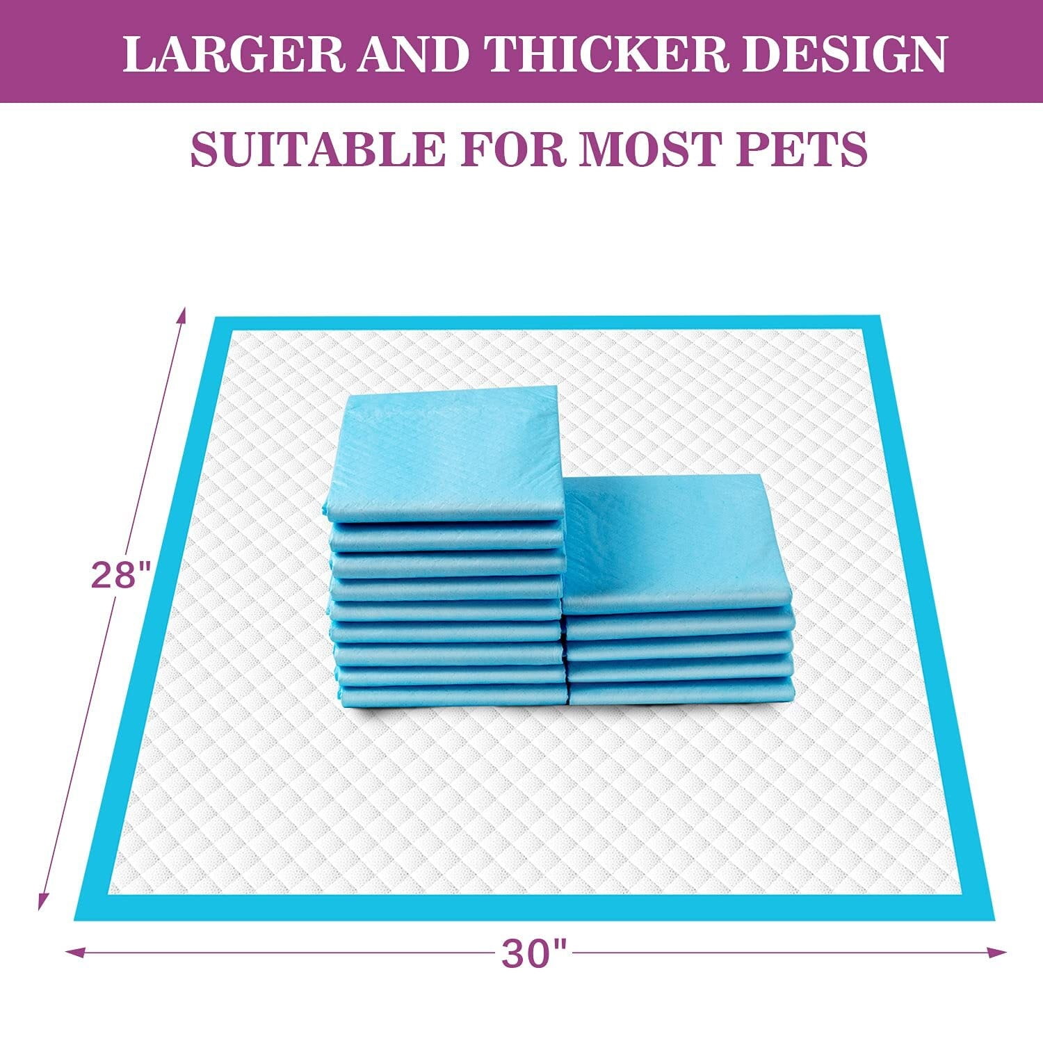 Extra Large Dog Pee Pads 28"x30"-50 Count | X-Large Puppy Pee Training Pads Super Absorbent & Leak-Proof | Disposable Pet Piddle and Potty Pads for Puppies | Dogs | Doggie