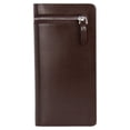 thumbnail image 1 of fastboy Men Long Wallet Simple Style Credit Card Holder Solid Color Purse Leather Handbag Phone Keys Multi-card Bag Large Capacity Coffee color, 1 of 9