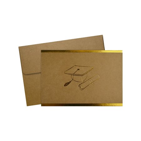UPC: 0601952200328 | Great Papers! Grad-Itude Gold Foil Personal Thank You Notecard Kraft/Gold 50/Pack (2020032)