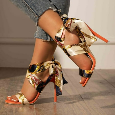 

Red Sandals Women Heeled Multicolor Fashionable Zipper Waterproof Heels Gifts for Her 38