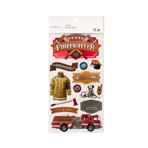 Recollections Firefighter Dimensional Stickers, 12 Pack