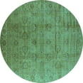 thumbnail image 1 of Ahgly Company Indoor Round Oriental Turquoise Blue Industrial Area Rugs, 5' Round, 1 of 4
