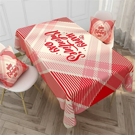 

Red Plaid Valentine s Day Tablecloth Waterproof Cotton Linen Tablecloth For Dining At Home