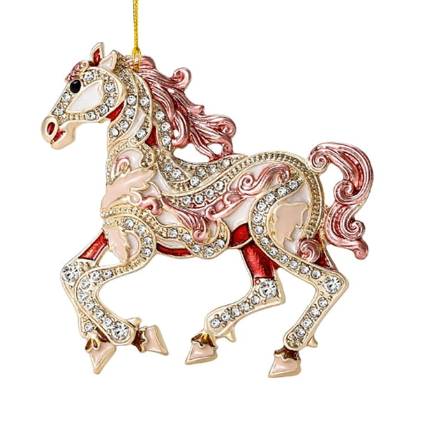 Adornos navideños con forma de caballo Decoración colgante con brillantes en forma de caballo Adorno acrílico para el árbol de Navidad para fiestas de invierno y Navidad Decoración para el hogar