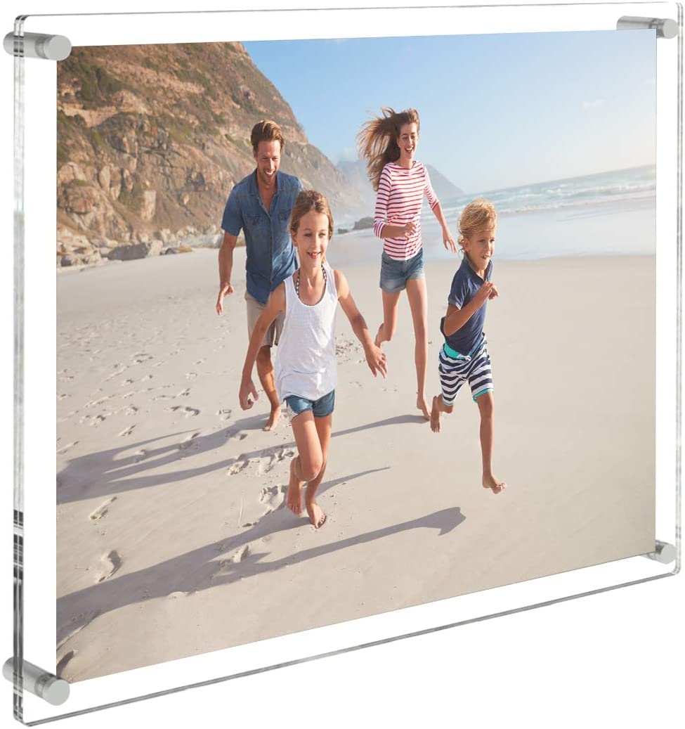 YIGOU Picture frame 4 Packs, Frameless Picture Frame,Modern Hanging Transparent Lucite Square