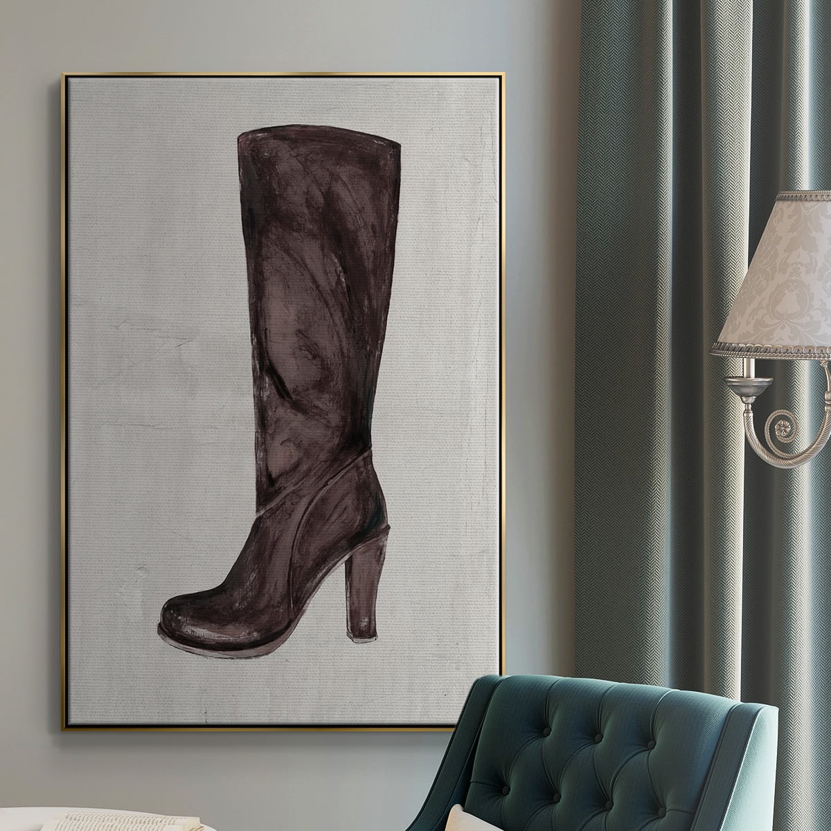 The Shoe Fits III V1 Framed Premium Gallery Wrapped Canvas - Ready to Hang - 17 x 25 - Gold Floating Frame