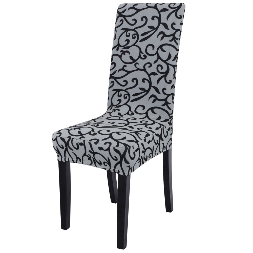 Unique Bargains Stretch Dining Room Chair Seat Cover Gray and Black