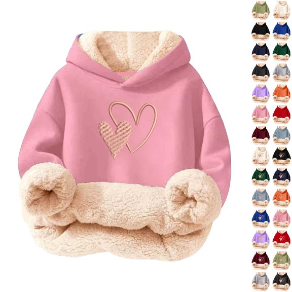 Bmisegm Cute Hoodies for Girls Lined Pullover with Allover Print Designs Casual Wear and Outdoor Top Girls Tops,02_Pink,7-8 Years