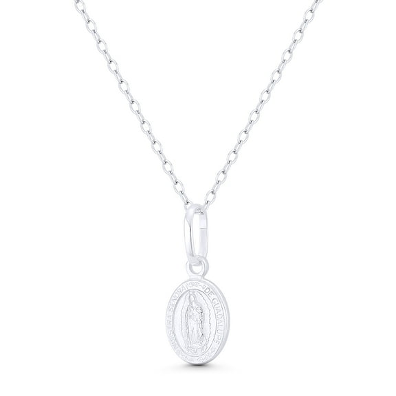 Our Lady of Guadalupe Blessed Virgin Mary Medal 18x8mm (0.7x0.3in) Pendant & Chain Necklace in .925 Sterling Silver