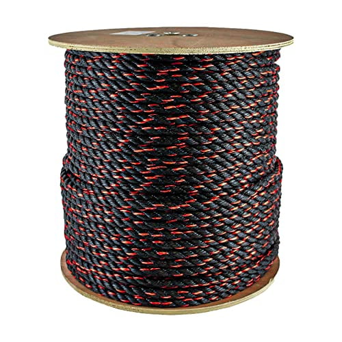 SGT KNOTS California Truck Rope - Twisted Polypropylene Rope for Cargo Straps, Boating and More (3/4" x 100ft, Black and Orange)