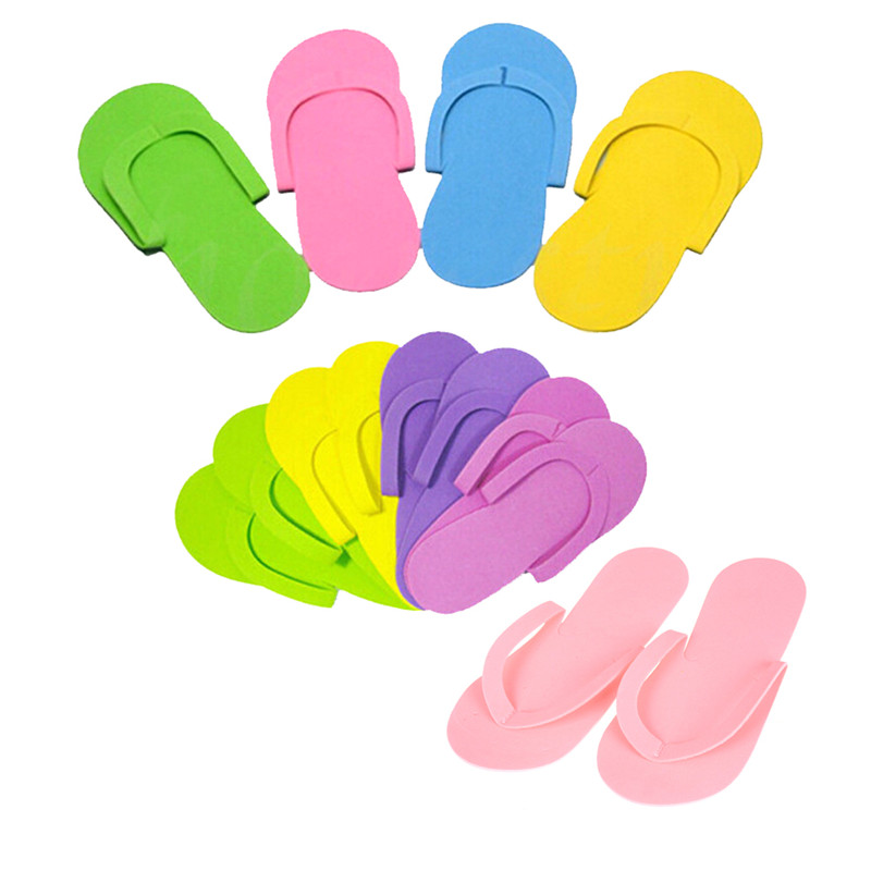 12 Pairs Disposable Flip Flops Foam Pedicure Tanning Spa Slippers