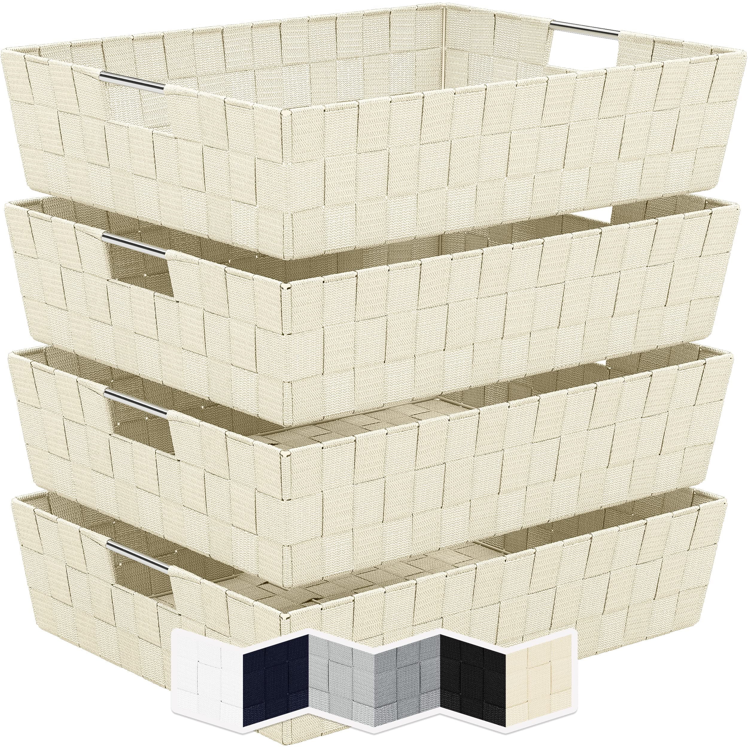 NEATERIZE Woven Storage Baskets for Organizing 4 Fabric Empty