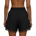thumbnail image 6 of Cagogo Women Casual Elastic Waist Shorts with Pockets Loose Fit Summer Beach Work Lounge Cotton Short Pants Flowy Travel Clothes, Black M, 6 of 8