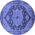 thumbnail image 1 of Ahgly Company Machine Washable Indoor Round Oriental Blue Industrial Area Rugs, 4' Round, 1 of 4