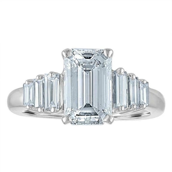 HeartsAndYou 3ct Emerald Cut Moissanite Engagement Ring for Women Accents Solitaire 18k White Gold over Silver