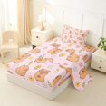 thumbnail image 2 of Manfei Sweet Capybara Twin Sheets,Pretty Floral Bedding,Pink,3-Piece,1 Fitted Sheet and 1 Pillowcase, 2 of 6