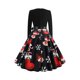 thumbnail image 2 of Vestido de fiesta de Halloween y Navidad para mujer, manga larga, corte A, falda grande, vestido de cóctel, festival, carnaval y vestido con cinturón de lazo, 2 of 5