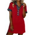 thumbnail image 2 of Ovbmpzd Womens&nbsp;Dresses&nbsp;Summer Solid Red Botton Collared Collared Classic Fit Mini Dresses Womens&nbsp;Dresses,M, 2 of 5