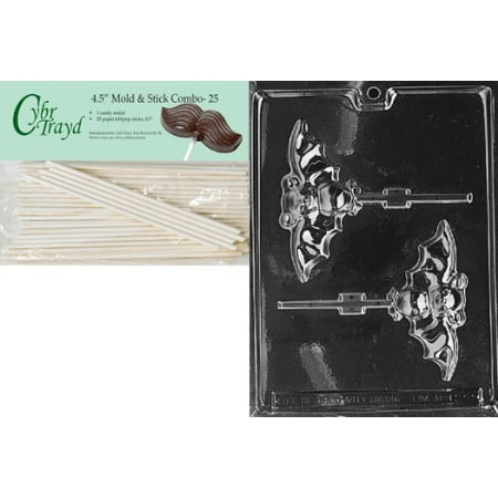 Cybrtrayd 45st25 H021 Bat Lolly Chocolate Candy Mold With Cybrtrayd 45st25 H021 Bat Lolly Chocolate Candy Mold With 25 4 5 Inch Lollipop Sticks