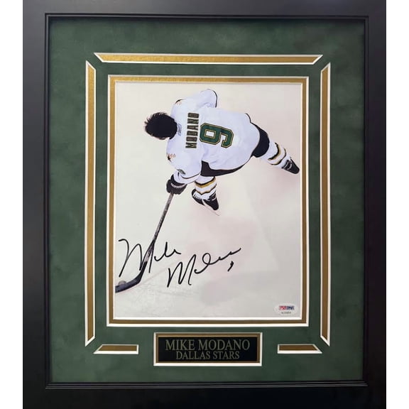 Mike Modano Autographed Hand Signed Custom Framed 8x10 Dallas Stars Photo - PSA/DNA COA