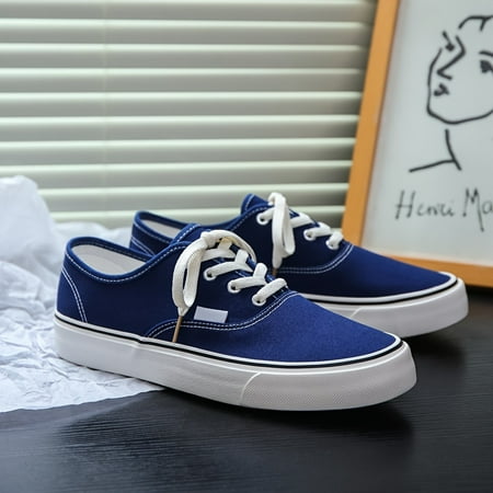 

Men s Casual Canvas Sneakers - Versatile Low-Top Skate Shoes for All Seasons Lace-Up Non-Slip PVC Sole