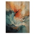 thumbnail image 3 of Designart "Teal Orange Bold Abstract Flow composition II" Abstract Collages Print on Natural Pine Wood, 3 of 5