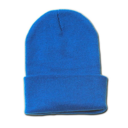 Plain Blank Long Beanie Cap Hat - Royal Blue