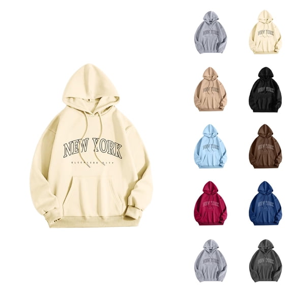 New York Hoodie 2025 Streetwear Long Sleeve Y2K Graphic Hoodies with Pockets Hooded Sweatshirt Hoodie Women Pullover