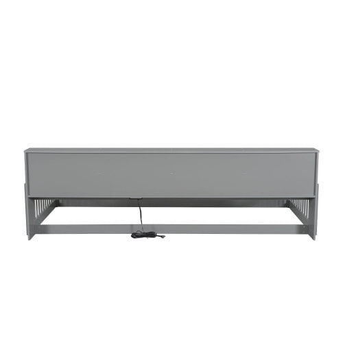 Bellemave Twin XL Size Floor Bed with Storage Cabinet Twin XL Wood Bed Frame with Headboard and Guardrails Twin XL Storage Bed Frame with Charging Station Low Floor Bed, Gray
