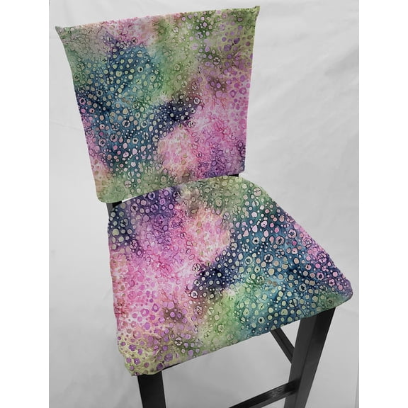 Batik Tie Dye Dining Room Chair Back Covers or Seat Covers by Penny's Needful Things (Both Chair Back & Seat Cover) (16 W x 14 H CHAIR BACK) (Pink Blue Green Spots)